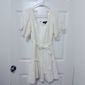 Lulu’s White Eyelet Cotton Short Sleeve Mini Dress